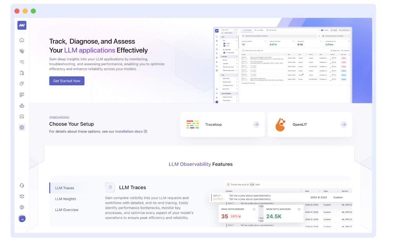 Screenshot showing LLM applications on Middleware
